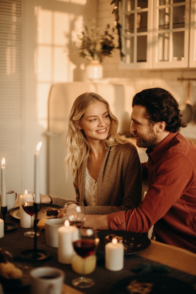 Couple dining with candles