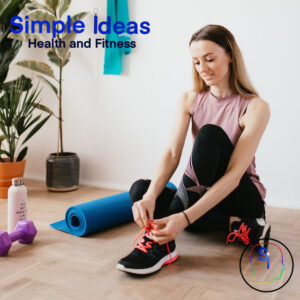woman tying her tennis shoes to do pilates